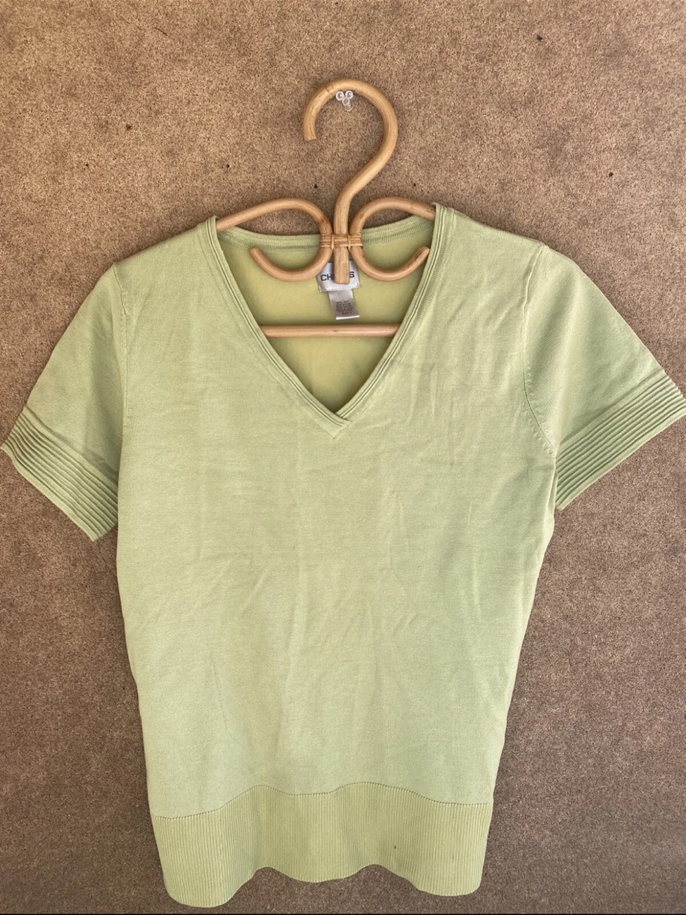 Chico's Sage Green V-Neck Short Sleeve Top